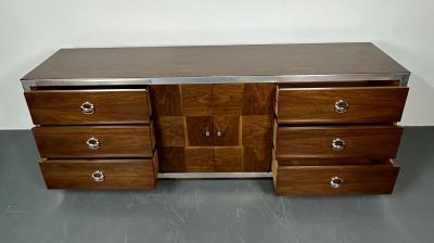 Milo Baughman Mid Century Modern Milo Baughman Sideboard Dresser Burlwood Chrome