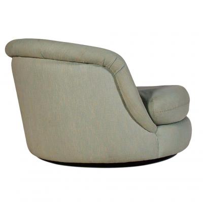 Milo Baughman Mid Century Modern Oversized Swivel Chaise Lounge Tub Chairs by Milo Baughman