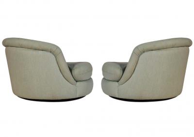 Milo Baughman Mid Century Modern Oversized Swivel Chaise Lounge Tub Chairs by Milo Baughman