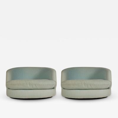 Milo Baughman Mid Century Modern Oversized Swivel Chaise Lounge Tub Chairs by Milo Baughman