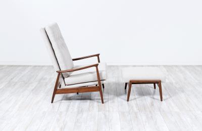 Milo Baughman Mid Century Modern Reclining Lounge Chair with Ottoman by Milo Baughman
