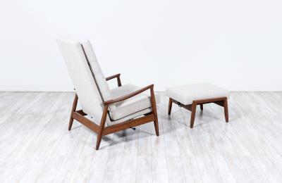 Milo Baughman Mid Century Modern Reclining Lounge Chair with Ottoman by Milo Baughman