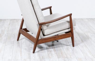 Milo Baughman Mid Century Modern Reclining Lounge Chair with Ottoman by Milo Baughman