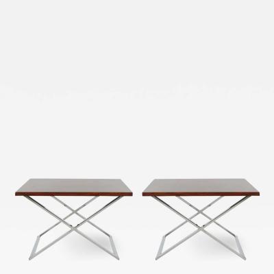 Milo Baughman Mid Century Modern Rosewood and Chrome Table Set Attributed to Milo Baughman