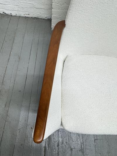 Milo Baughman Mid Century Modern Sculptural Lounge Chair and Ottoman in Boucle