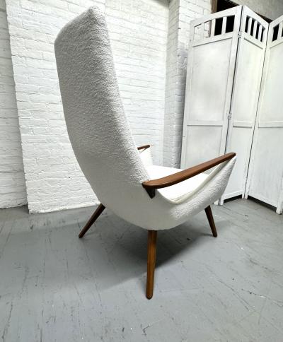 Milo Baughman Mid Century Modern Sculptural Lounge Chair and Ottoman in Boucle