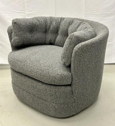 Milo Baughman Mid Century Modern Style Swivel Rolling Lounge Chairs Baughman Style Boucle
