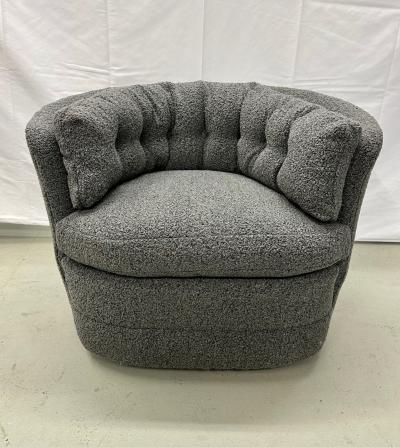 Milo Baughman Mid Century Modern Style Swivel Rolling Lounge Chairs Baughman Style Boucle
