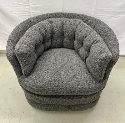 Milo Baughman Mid Century Modern Style Swivel Rolling Lounge Chairs Baughman Style Boucle