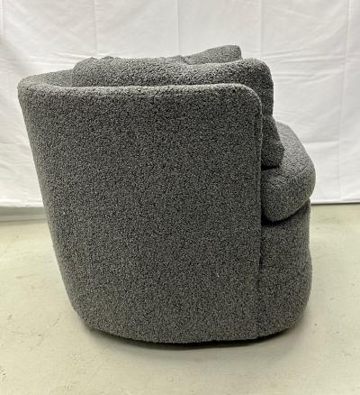 Milo Baughman Mid Century Modern Style Swivel Rolling Lounge Chairs Baughman Style Boucle