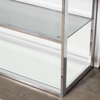 Milo Baughman Mid Century Modernist Chrome Smoked Glass and Mirror tag re by Milo Baughman