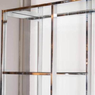 Milo Baughman Mid Century Modernist Chrome Smoked Glass and Mirror tag re by Milo Baughman