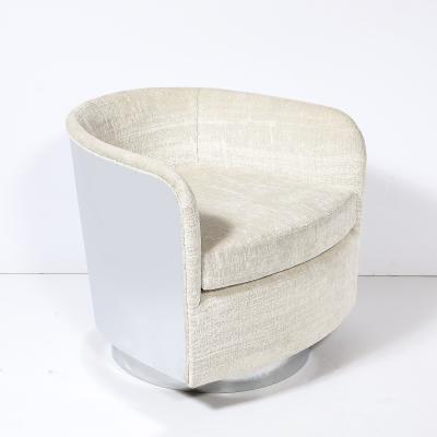 Milo Baughman Mid Century Modernist Chrome Upholstered Swivel Club Chair by Milo Baughman