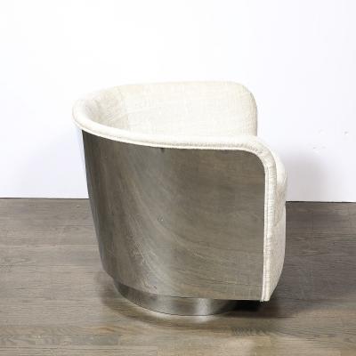 Milo Baughman Mid Century Modernist Chrome Upholstered Swivel Club Chair by Milo Baughman