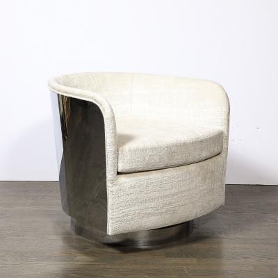 Milo Baughman Mid Century Modernist Chrome Upholstered Swivel Club Chair by Milo Baughman