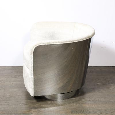 Milo Baughman Mid Century Modernist Chrome Upholstered Swivel Club Chair by Milo Baughman