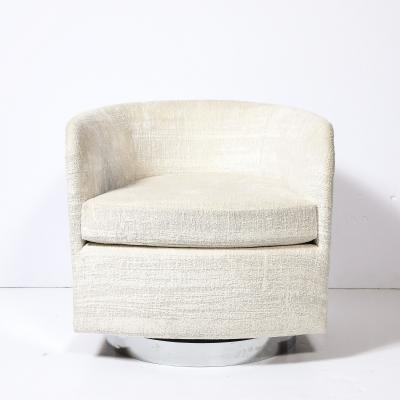 Milo Baughman Mid Century Modernist Chrome Upholstered Swivel Club Chair by Milo Baughman
