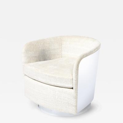 Milo Baughman Mid Century Modernist Chrome Upholstered Swivel Club Chair by Milo Baughman