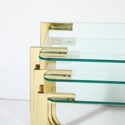 Milo Baughman Mid Century Modernist Nesting Tables in Polished Brass by Milo Baughman