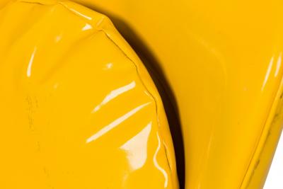 Milo Baughman Milo Baughman American Bright Yellow Patent Leather Swivel Tilt Slipper Chair