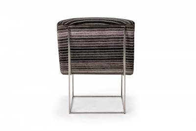 Milo Baughman Milo Baughman American Chrome and Black Gray Striped Upholstery Chairs