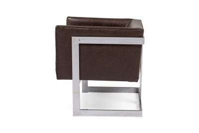 Milo Baughman Milo Baughman American Mid Century Brown Vinyl Cube Lounge Armchair