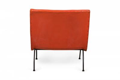 Milo Baughman Milo Baughman American Mid Century Orange Tufted Vinyl Upholstery and Iron Scoop