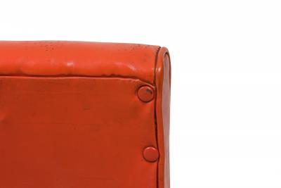 Milo Baughman Milo Baughman American Mid Century Orange Tufted Vinyl Upholstery and Iron Scoop