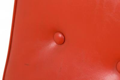 Milo Baughman Milo Baughman American Mid Century Orange Tufted Vinyl Upholstery and Iron Scoop