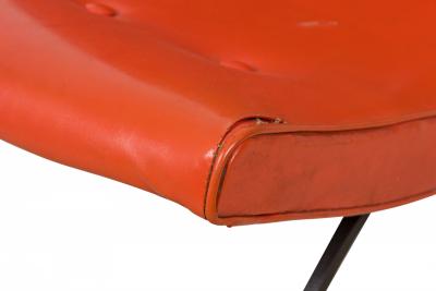 Milo Baughman Milo Baughman American Mid Century Orange Tufted Vinyl Upholstery and Iron Scoop