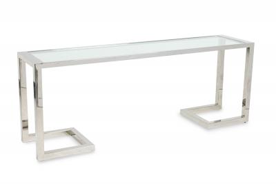 Milo Baughman Milo Baughman American Modern Polished Chrome and Glass Bracket Console Table