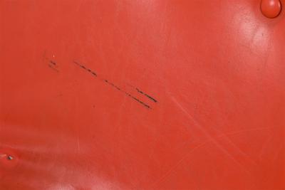 Milo Baughman Milo Baughman American Orange Tufted Vinyl Upholstery and Iron Scoop Side Chair