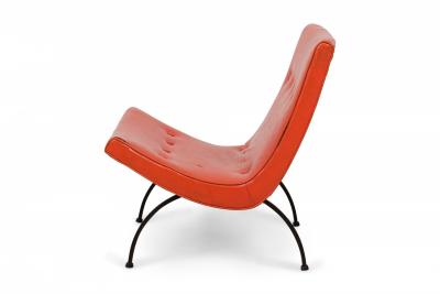 Milo Baughman Milo Baughman American Orange Tufted Vinyl Upholstery and Iron Scoop Side Chair
