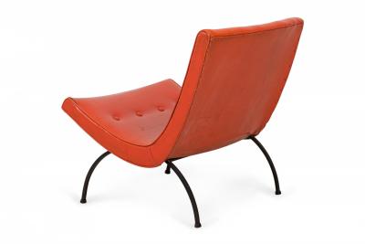 Milo Baughman Milo Baughman American Orange Tufted Vinyl Upholstery and Iron Scoop Side Chair