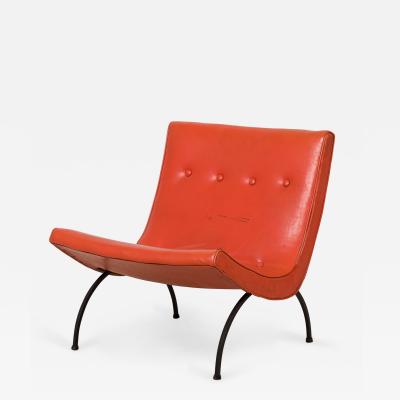 Milo Baughman Milo Baughman American Orange Tufted Vinyl Upholstery and Iron Scoop Side Chair