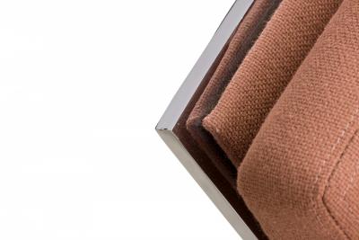 Milo Baughman Milo Baughman AmericanChrome and Dark Pink FabricTank Lounge Armchair