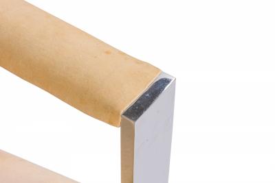 Milo Baughman Milo Baughman AmericanChrome and Peach FabricTank Lounge Armchair