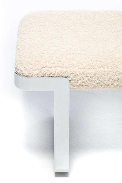 Milo Baughman Milo Baughman Bench with Chrome Frame Ivory Boucl Upholstery c 1970s