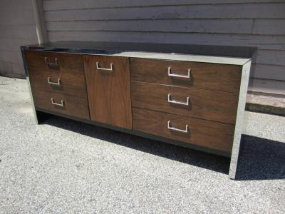 Milo Baughman Milo Baughman Black Lacquer and Rosewood Dresser Mid Century Modern