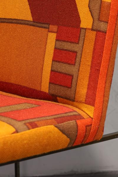 Milo Baughman Milo Baughman Bronze Thin Frame Chairs in Jack Lenor Larsen Upholstery