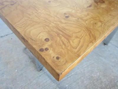 Milo Baughman Milo Baughman Burled Olivewood Chrome Coffee Table Mid century