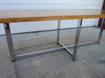 Milo Baughman Milo Baughman Burled Olivewood Chrome Coffee Table Mid century