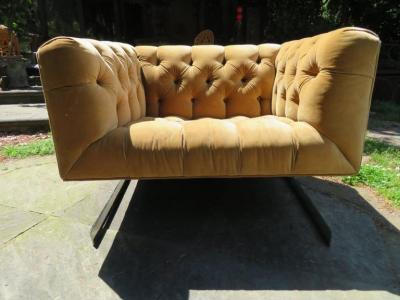 Milo Baughman Milo Baughman Cantilever Chrome Tufted Cube Lounge Chair Mid Century Modern