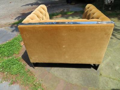 Milo Baughman Milo Baughman Cantilever Chrome Tufted Cube Lounge Chair Mid Century Modern