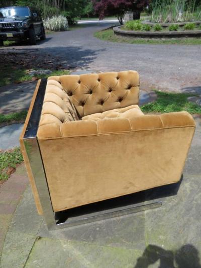 Milo Baughman Milo Baughman Cantilever Chrome Tufted Cube Lounge Chair Mid Century Modern
