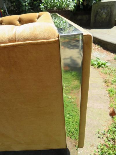 Milo Baughman Milo Baughman Cantilever Chrome Tufted Cube Lounge Chair Mid Century Modern