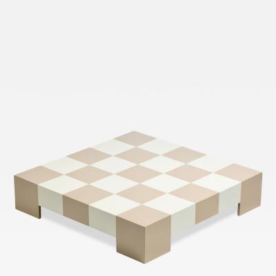 Milo Baughman Milo Baughman Checkerboard Coffee Table in Sand Ivory Lacquer c 1969