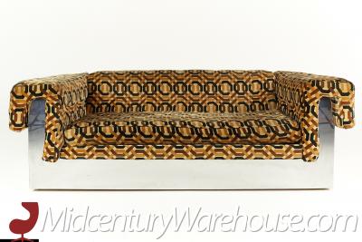 Milo Baughman Milo Baughman Chrome Base Loveseat with Jack Lenor Larsen Style Fabric