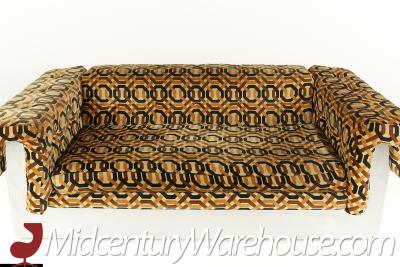 Milo Baughman Milo Baughman Chrome Base Loveseat with Jack Lenor Larsen Style Fabric