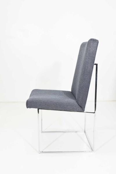 Milo Baughman Milo Baughman Chrome Dining Chair in Holly Hunt Blue Alpaca by Pairs up to 8